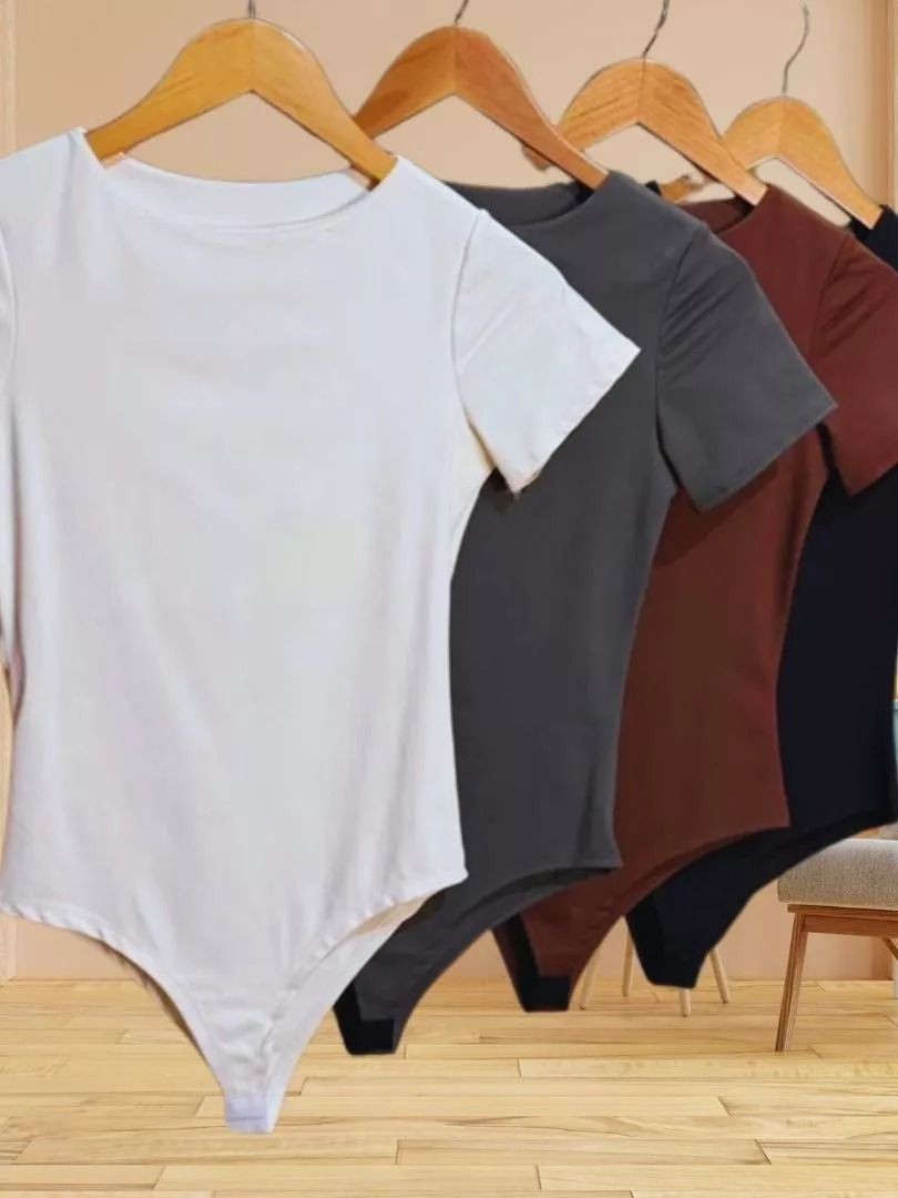 KIT 3 Body Feminino Manga Curta Grecia Elegante Tendência